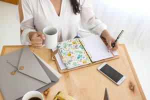 Woman researching SEO at her desk