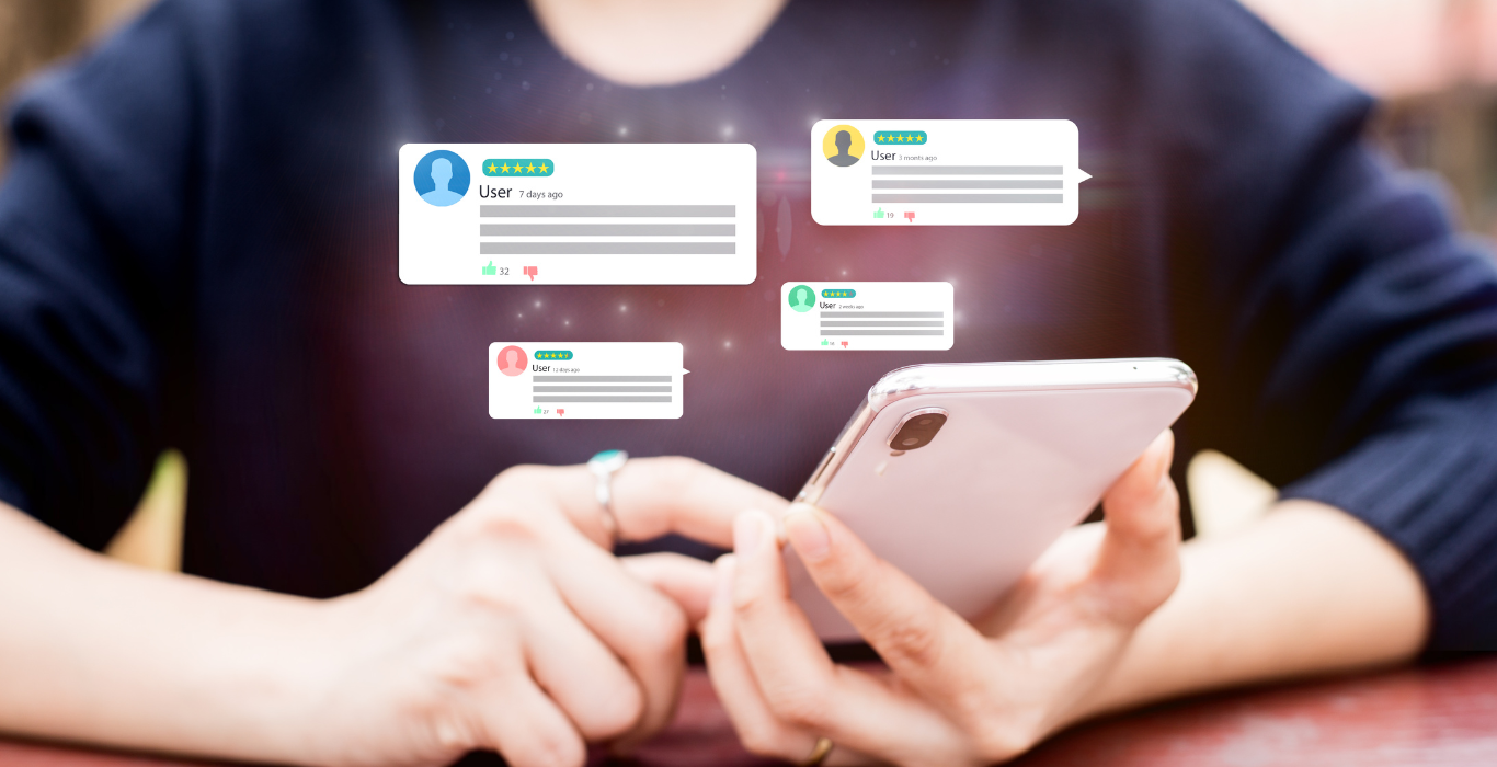 woman on phone with social media notifications displayed around her
