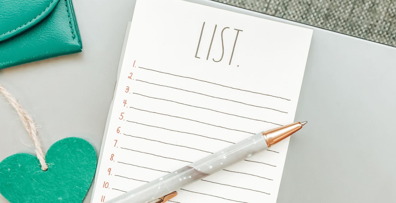 List notepad and pen